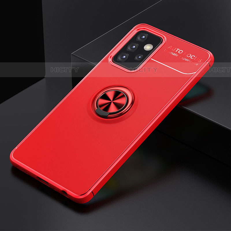 Funda Silicona Carcasa Ultrafina Goma con Magnetico Anillo de dedo Soporte JM2 para Samsung Galaxy A52 4G Rojo