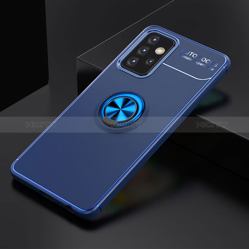 Funda Silicona Carcasa Ultrafina Goma con Magnetico Anillo de dedo Soporte JM2 para Samsung Galaxy A52s 5G Azul