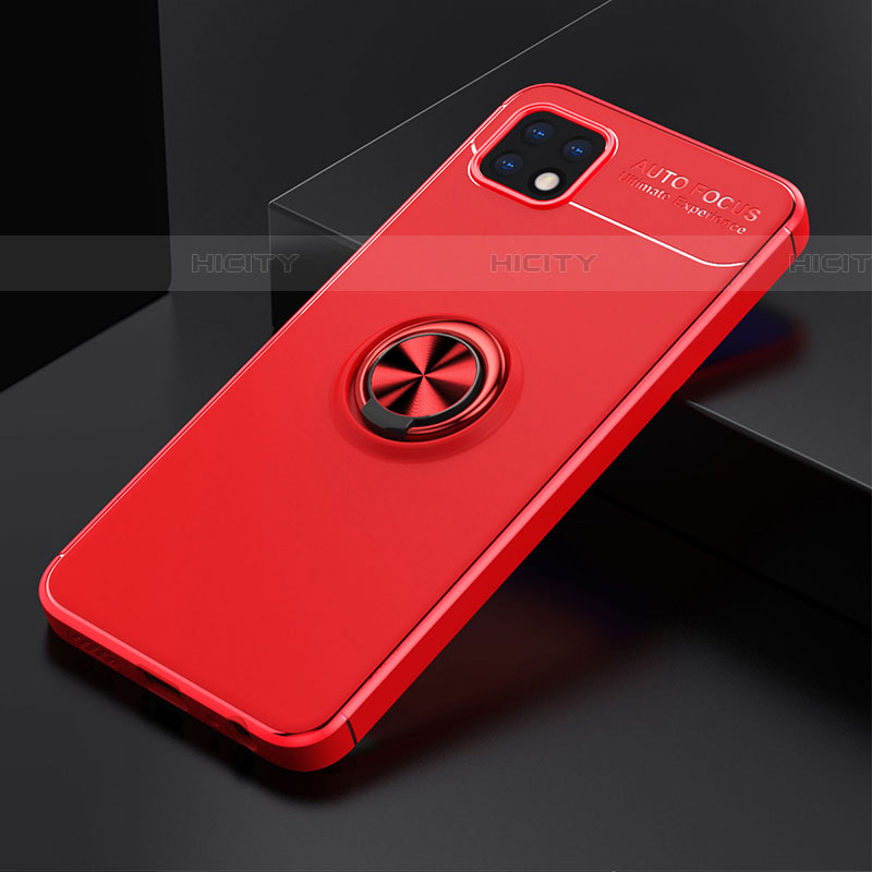 Funda Silicona Carcasa Ultrafina Goma con Magnetico Anillo de dedo Soporte JM2 para Samsung Galaxy F42 5G Rojo