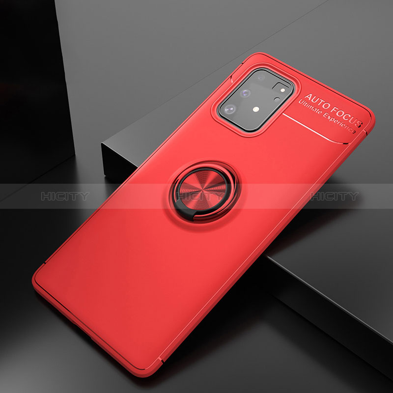 Funda Silicona Carcasa Ultrafina Goma con Magnetico Anillo de dedo Soporte JM2 para Samsung Galaxy S10 Lite Rojo