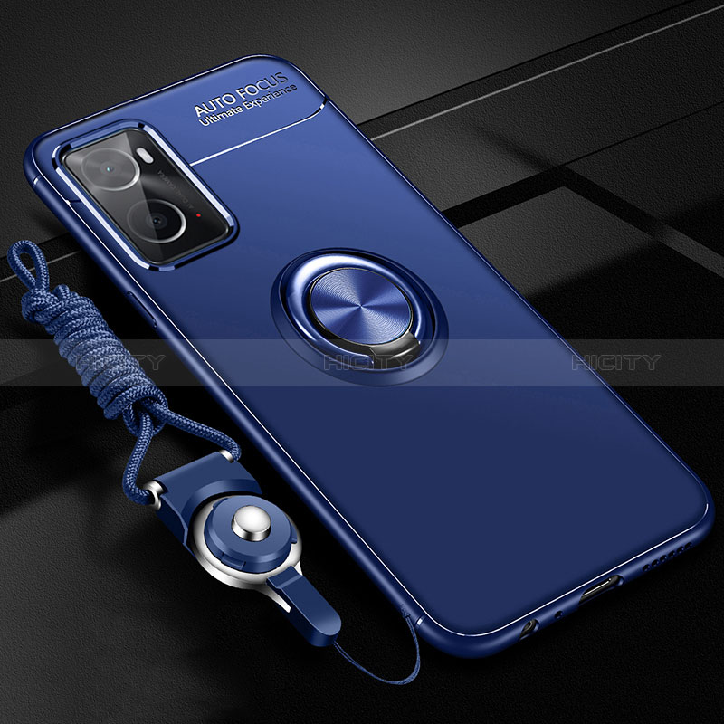 Funda Silicona Carcasa Ultrafina Goma con Magnetico Anillo de dedo Soporte JM3 para Oppo A36 Azul