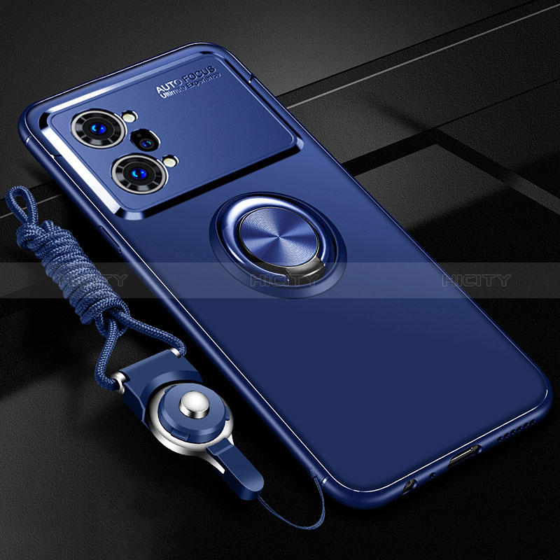 Funda Silicona Carcasa Ultrafina Goma con Magnetico Anillo de dedo Soporte JM3 para Oppo K10 Pro 5G Azul