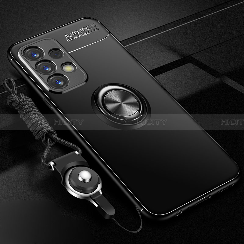 Funda Silicona Carcasa Ultrafina Goma con Magnetico Anillo de dedo Soporte JM3 para Samsung Galaxy A32 4G Negro