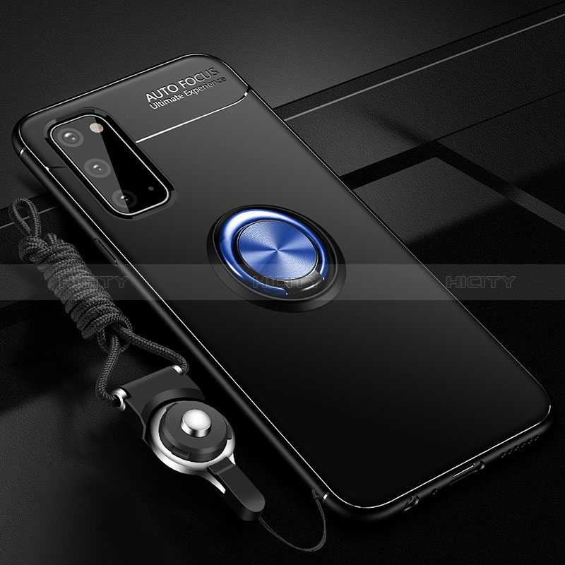 Funda Silicona Carcasa Ultrafina Goma con Magnetico Anillo de dedo Soporte JM3 para Samsung Galaxy S20
