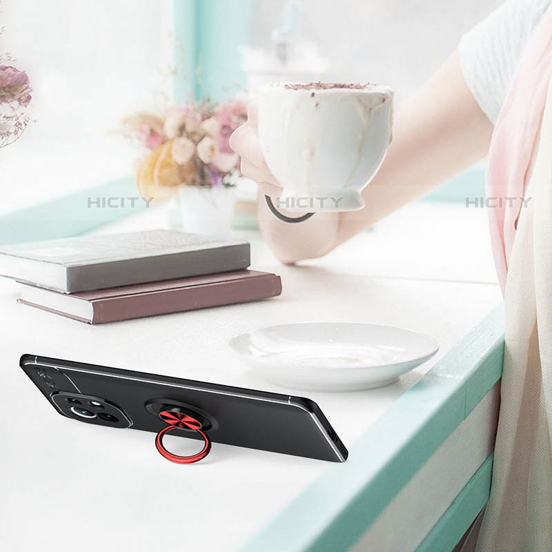 Funda Silicona Carcasa Ultrafina Goma con Magnetico Anillo de dedo Soporte K01 para Xiaomi Mi 11 Lite 5G