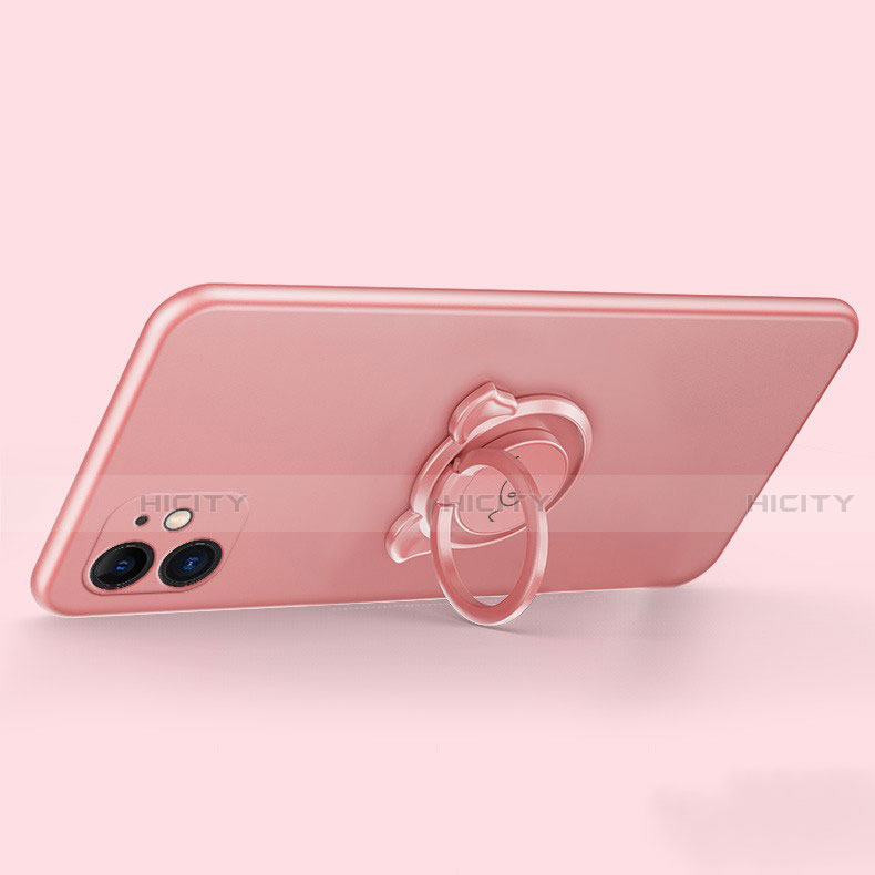 Funda Silicona Carcasa Ultrafina Goma con Magnetico Anillo de dedo Soporte N04 para Apple iPhone 12