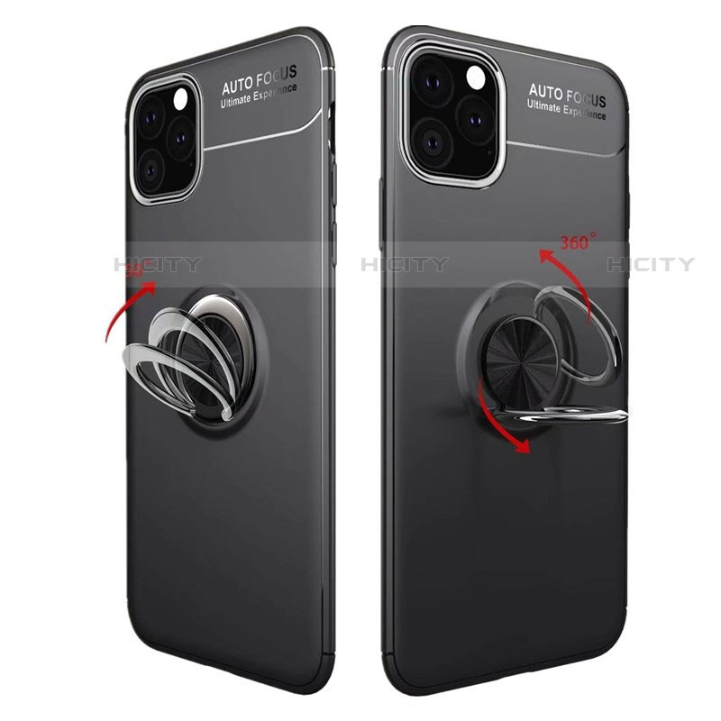 Funda Silicona Carcasa Ultrafina Goma con Magnetico Anillo de dedo Soporte para Apple iPhone 11 Pro