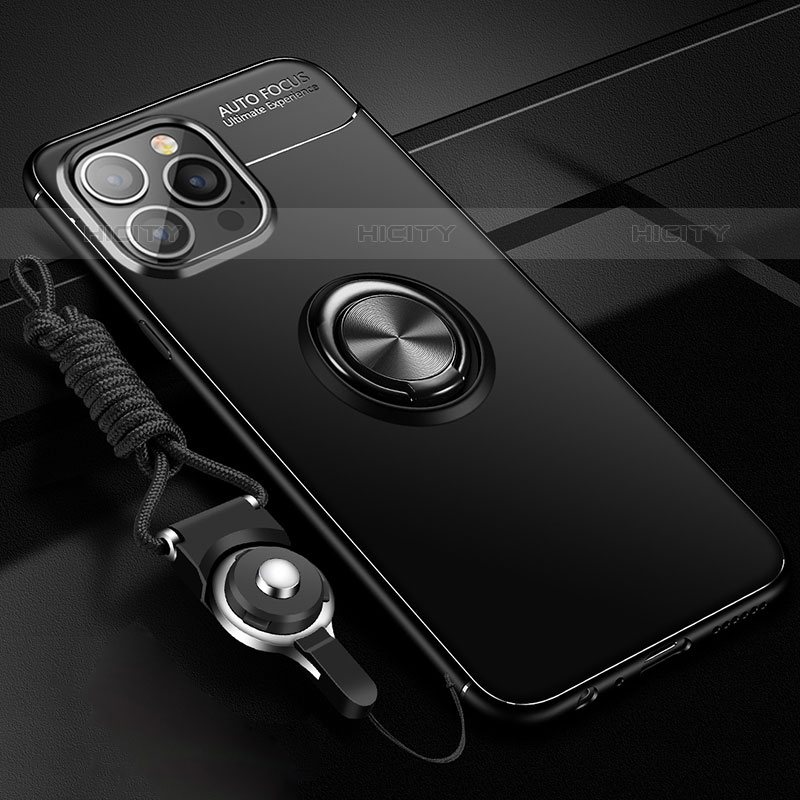 Funda Silicona Carcasa Ultrafina Goma con Magnetico Anillo de dedo Soporte para Apple iPhone 15 Pro Max