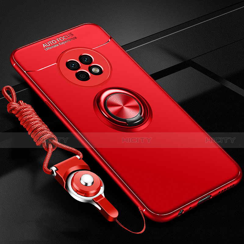 Funda Silicona Carcasa Ultrafina Goma con Magnetico Anillo de dedo Soporte para Huawei Enjoy 20 Plus 5G Rojo