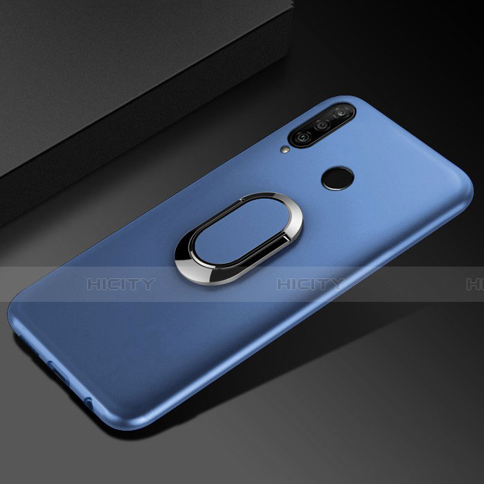 Funda Silicona Carcasa Ultrafina Goma con Magnetico Anillo de dedo Soporte para Huawei Honor 10i Azul