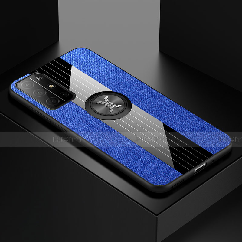 Funda Silicona Carcasa Ultrafina Goma con Magnetico Anillo de dedo Soporte para Huawei Honor 30S Azul