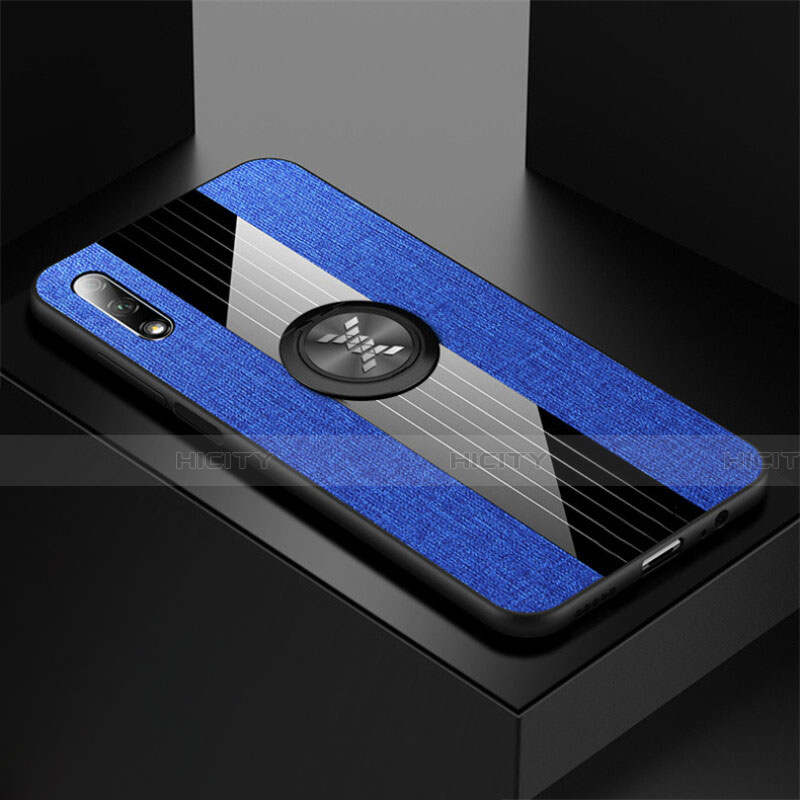 Funda Silicona Carcasa Ultrafina Goma con Magnetico Anillo de dedo Soporte para Huawei Honor 9X Azul