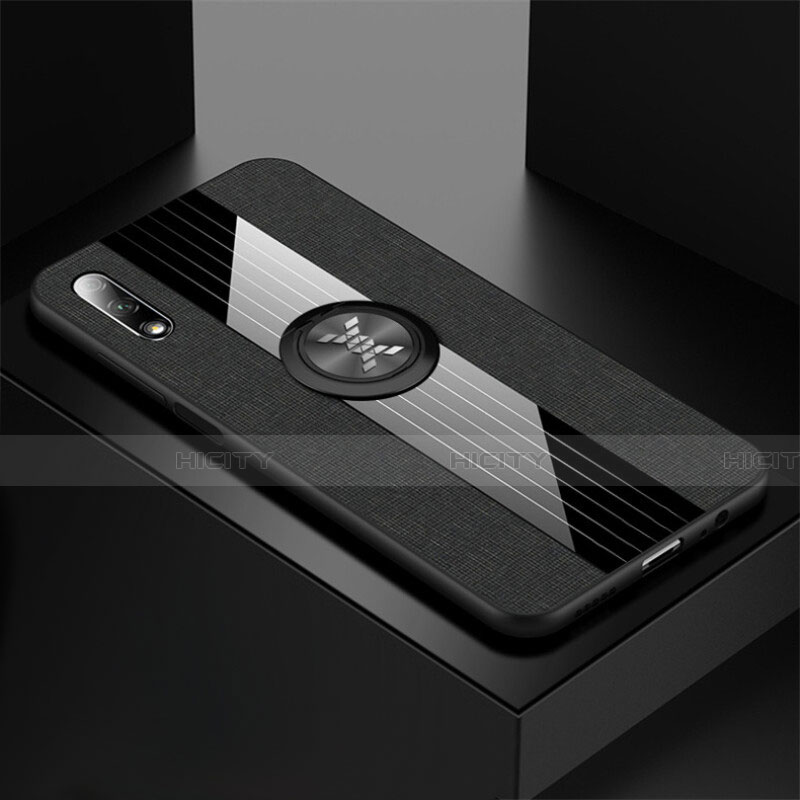 Funda Silicona Carcasa Ultrafina Goma con Magnetico Anillo de dedo Soporte para Huawei Honor 9X Negro