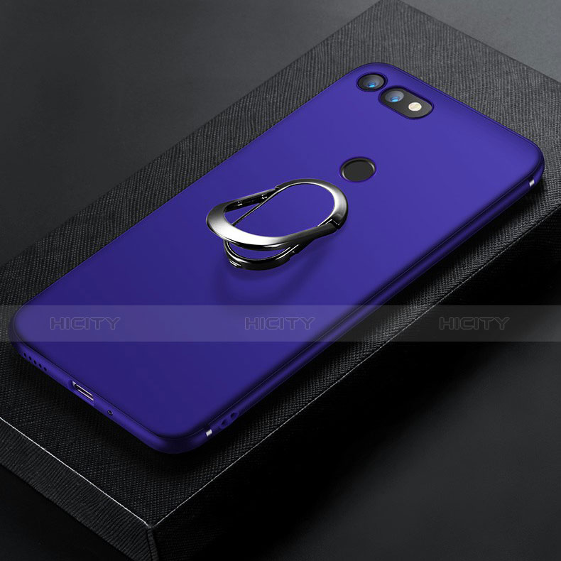 Funda Silicona Carcasa Ultrafina Goma con Magnetico Anillo de dedo Soporte para Huawei Honor V20 Azul