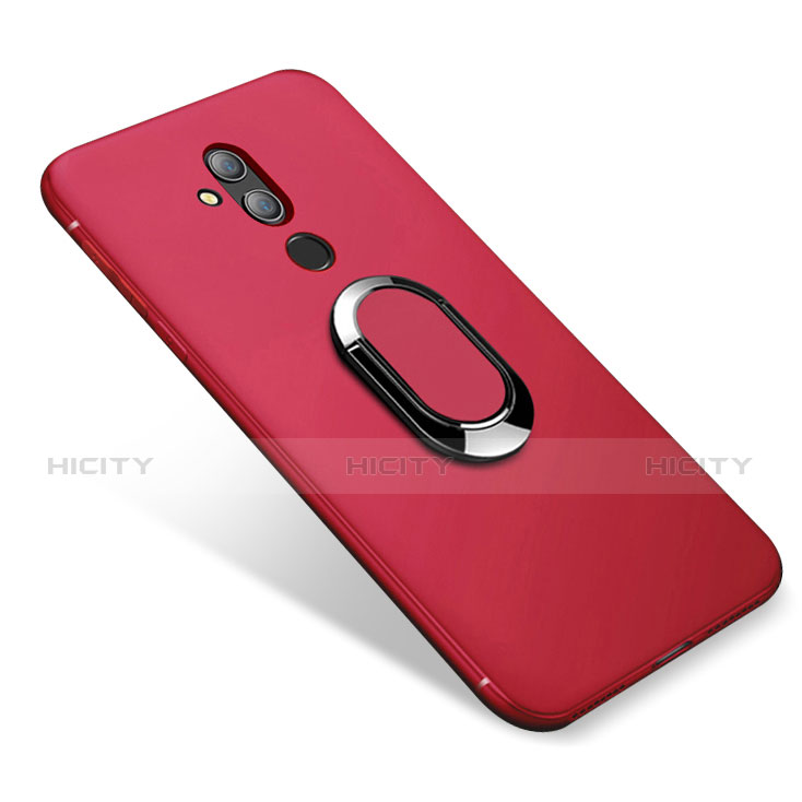 Funda Silicona Carcasa Ultrafina Goma con Magnetico Anillo de dedo Soporte para Huawei Maimang 7 Rojo