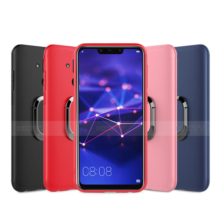 Funda Silicona Carcasa Ultrafina Goma con Magnetico Anillo de dedo Soporte para Huawei Mate 20 Lite