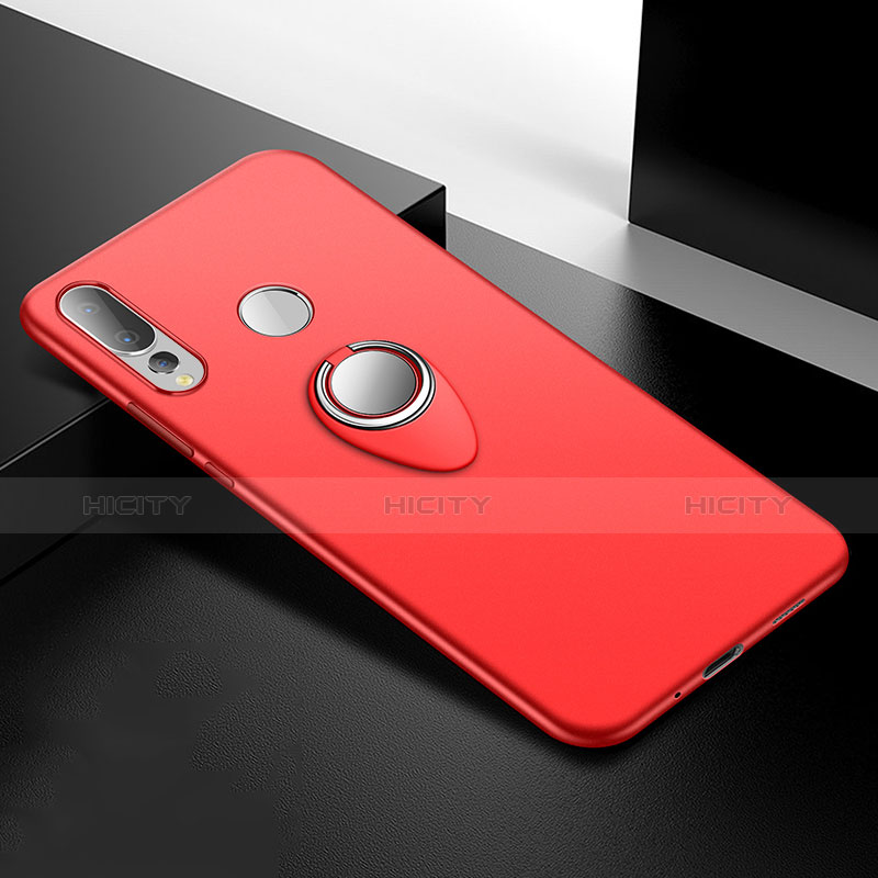 Funda Silicona Carcasa Ultrafina Goma con Magnetico Anillo de dedo Soporte para Huawei Nova 4 Rojo