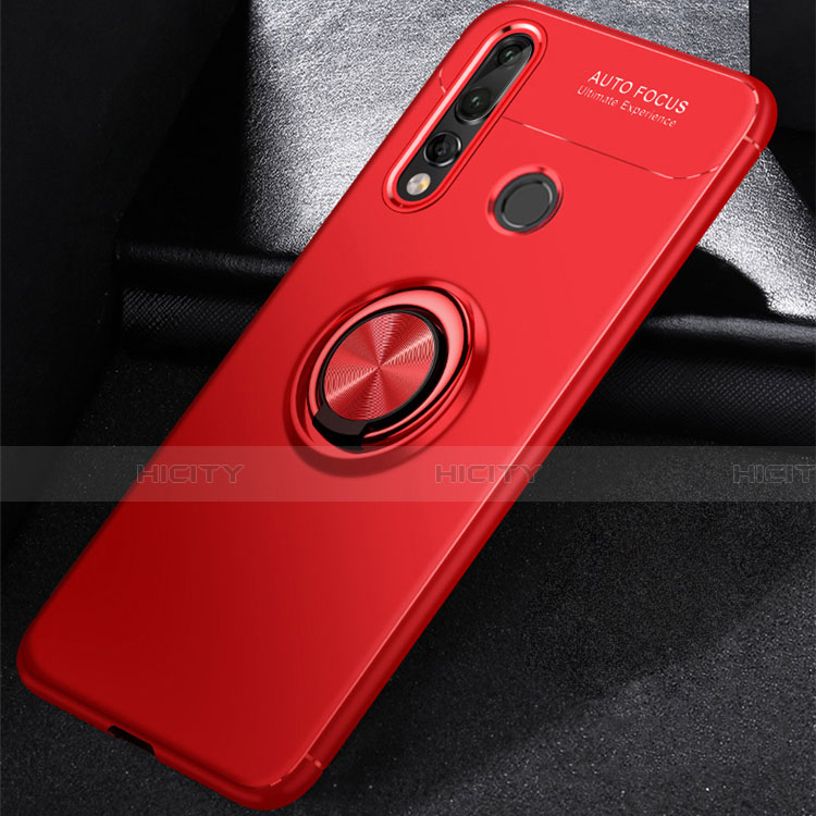 Funda Silicona Carcasa Ultrafina Goma con Magnetico Anillo de dedo Soporte para Huawei Nova 4e Rojo