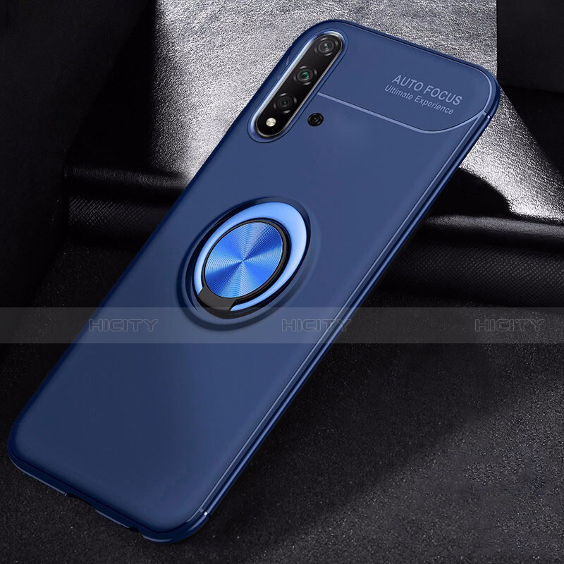 Funda Silicona Carcasa Ultrafina Goma con Magnetico Anillo de dedo Soporte para Huawei Nova 5 Pro Azul