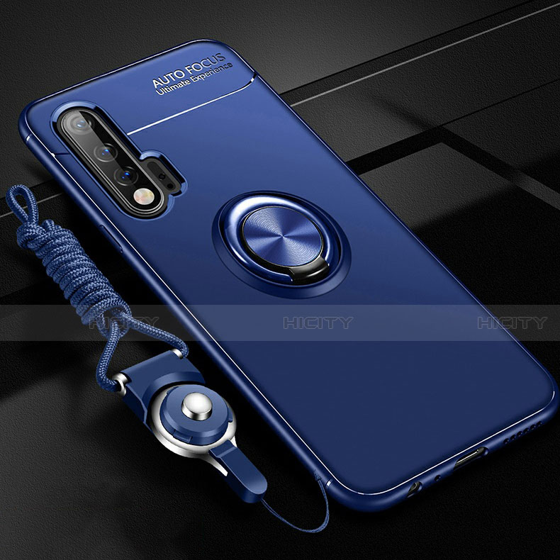 Funda Silicona Carcasa Ultrafina Goma con Magnetico Anillo de dedo Soporte para Huawei Nova 6 Azul