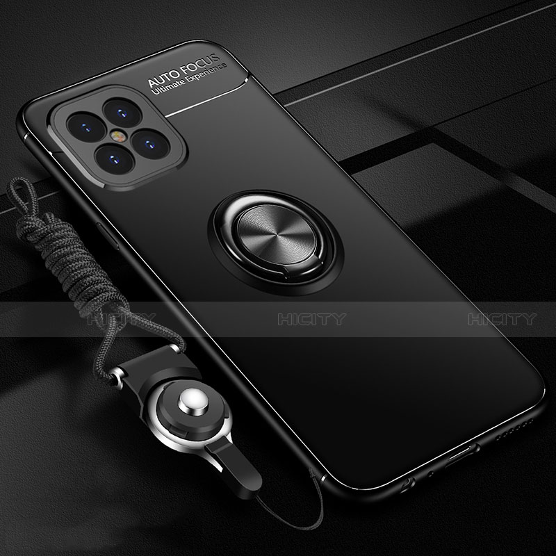 Funda Silicona Carcasa Ultrafina Goma con Magnetico Anillo de dedo Soporte para Huawei Nova 8 SE 5G Negro