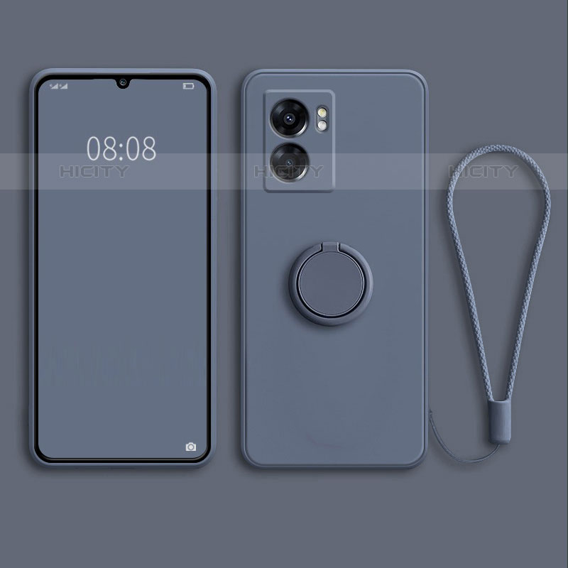 Funda Silicona Carcasa Ultrafina Goma con Magnetico Anillo de dedo Soporte para OnePlus Nord N300 5G Gris Lavanda