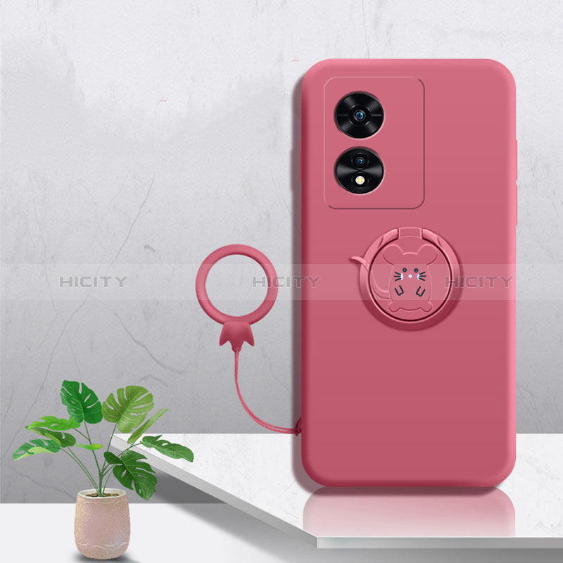 Funda Silicona Carcasa Ultrafina Goma con Magnetico Anillo de dedo Soporte para Oppo A1 Pro 5G