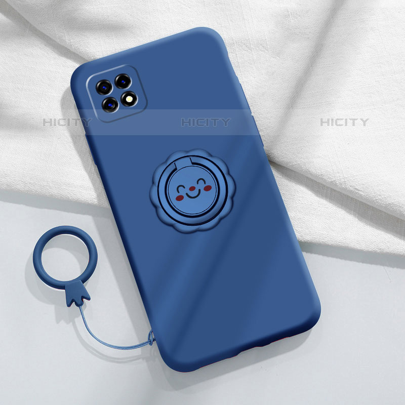 Funda Silicona Carcasa Ultrafina Goma con Magnetico Anillo de dedo Soporte para Oppo A53 5G Azul