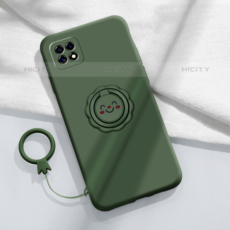 Funda Silicona Carcasa Ultrafina Goma con Magnetico Anillo de dedo Soporte para Oppo A53 5G Verde