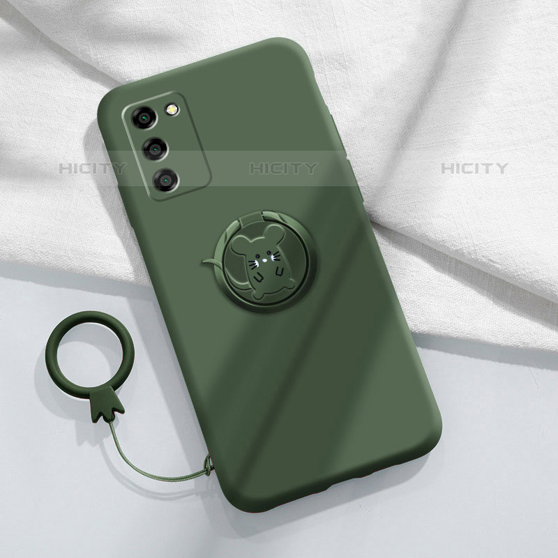 Funda Silicona Carcasa Ultrafina Goma con Magnetico Anillo de dedo Soporte para Oppo A53s 5G Verde Noche