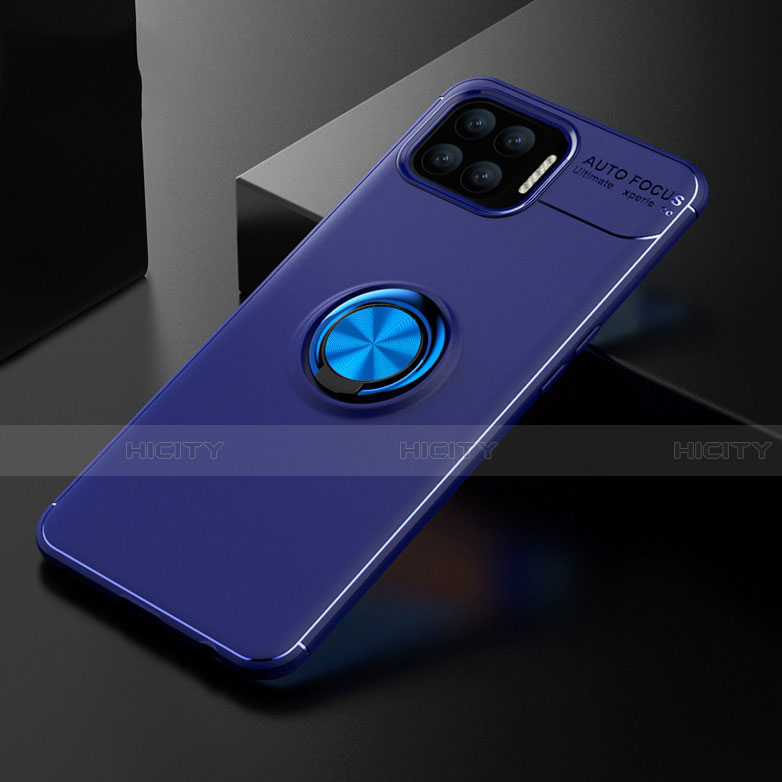 Funda Silicona Carcasa Ultrafina Goma con Magnetico Anillo de dedo Soporte para Oppo A93 Azul