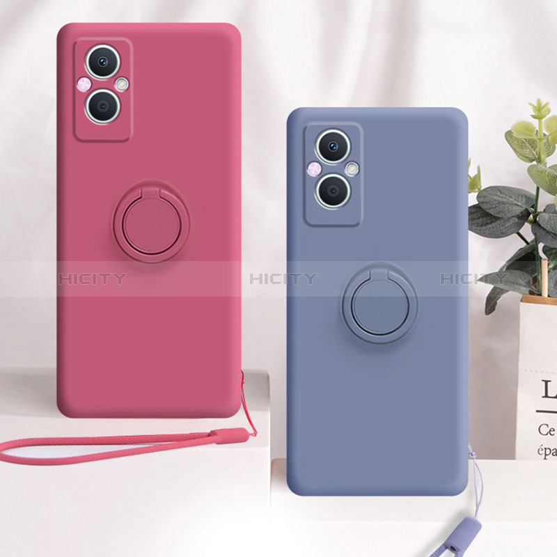 Funda Silicona Carcasa Ultrafina Goma con Magnetico Anillo de dedo Soporte para Oppo A96 5G