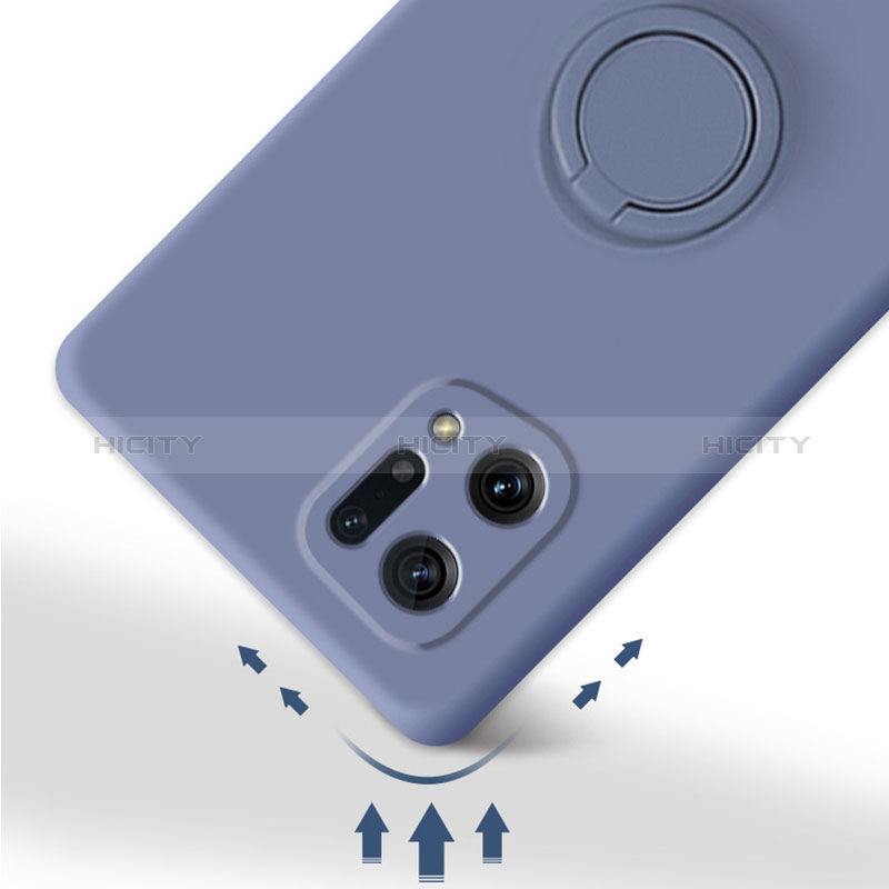 Funda Silicona Carcasa Ultrafina Goma con Magnetico Anillo de dedo Soporte para Oppo Find X5 5G