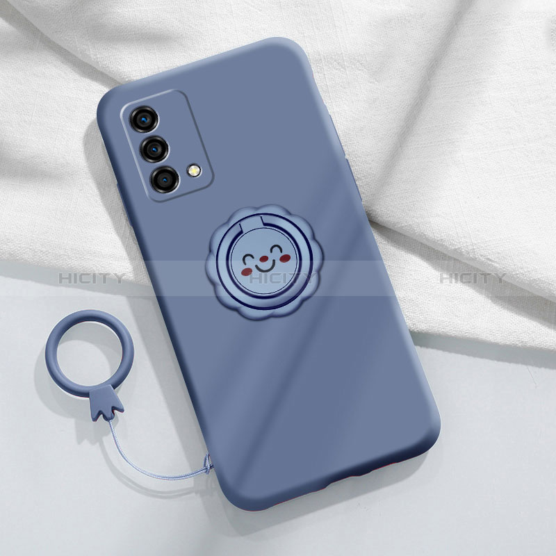 Funda Silicona Carcasa Ultrafina Goma con Magnetico Anillo de dedo Soporte para Oppo K9 5G Gris Lavanda