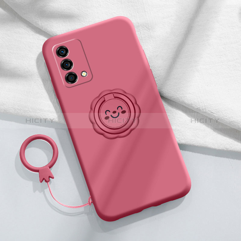 Funda Silicona Carcasa Ultrafina Goma con Magnetico Anillo de dedo Soporte para Oppo K9 5G Rojo