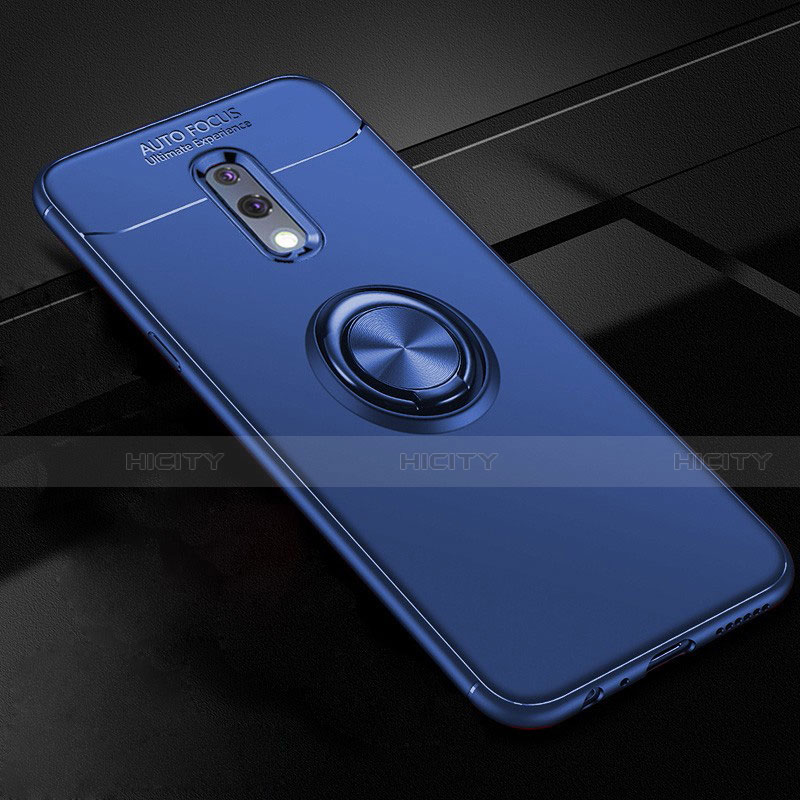 Funda Silicona Carcasa Ultrafina Goma con Magnetico Anillo de dedo Soporte para Oppo Realme X Azul