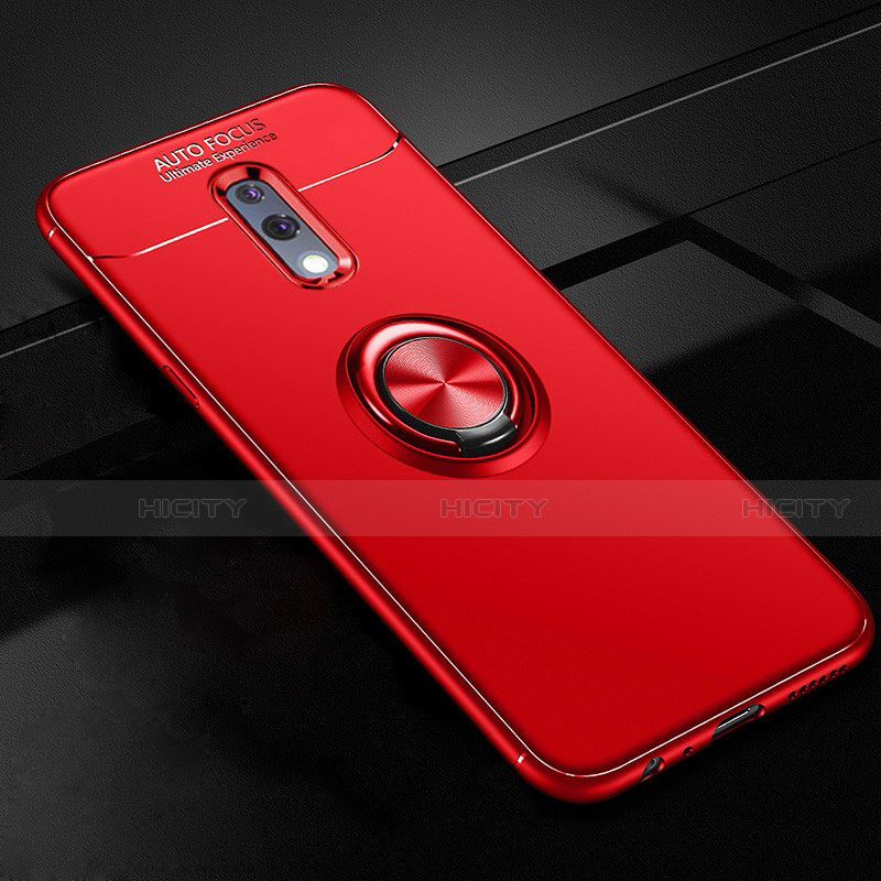 Funda Silicona Carcasa Ultrafina Goma con Magnetico Anillo de dedo Soporte para Oppo Realme X Rojo