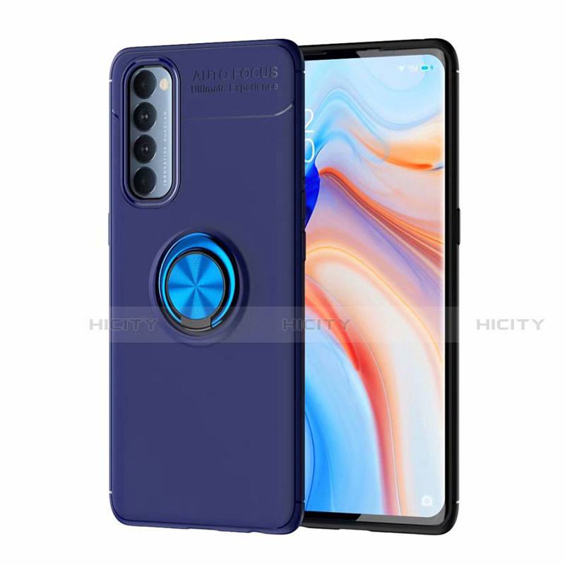 Funda Silicona Carcasa Ultrafina Goma con Magnetico Anillo de dedo Soporte para Oppo Reno4 Pro 4G