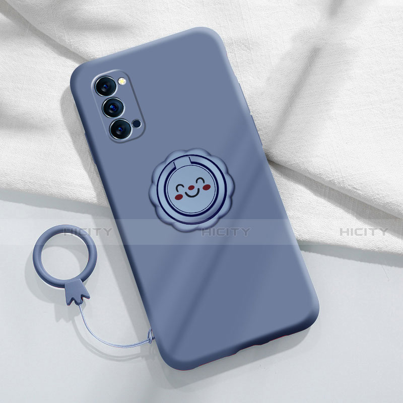 Funda Silicona Carcasa Ultrafina Goma con Magnetico Anillo de dedo Soporte para Oppo Reno4 Pro 5G