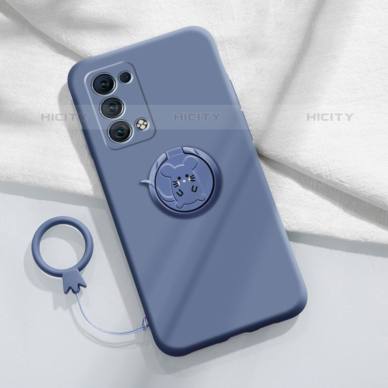 Funda Silicona Carcasa Ultrafina Goma con Magnetico Anillo de dedo Soporte para Oppo Reno6 Pro 5G