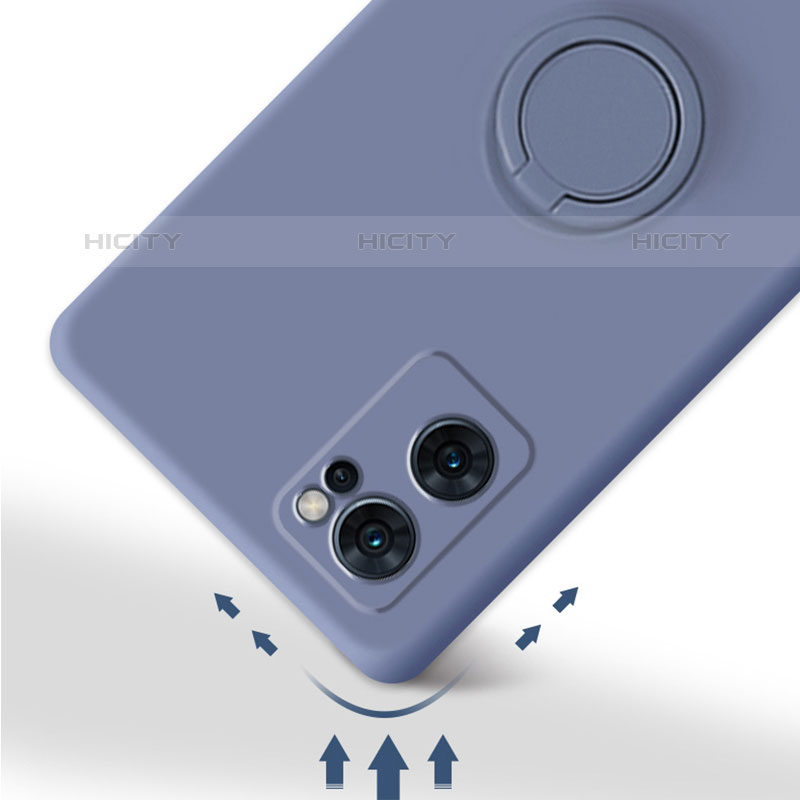 Funda Silicona Carcasa Ultrafina Goma con Magnetico Anillo de dedo Soporte para Oppo Reno6 Pro 5G India