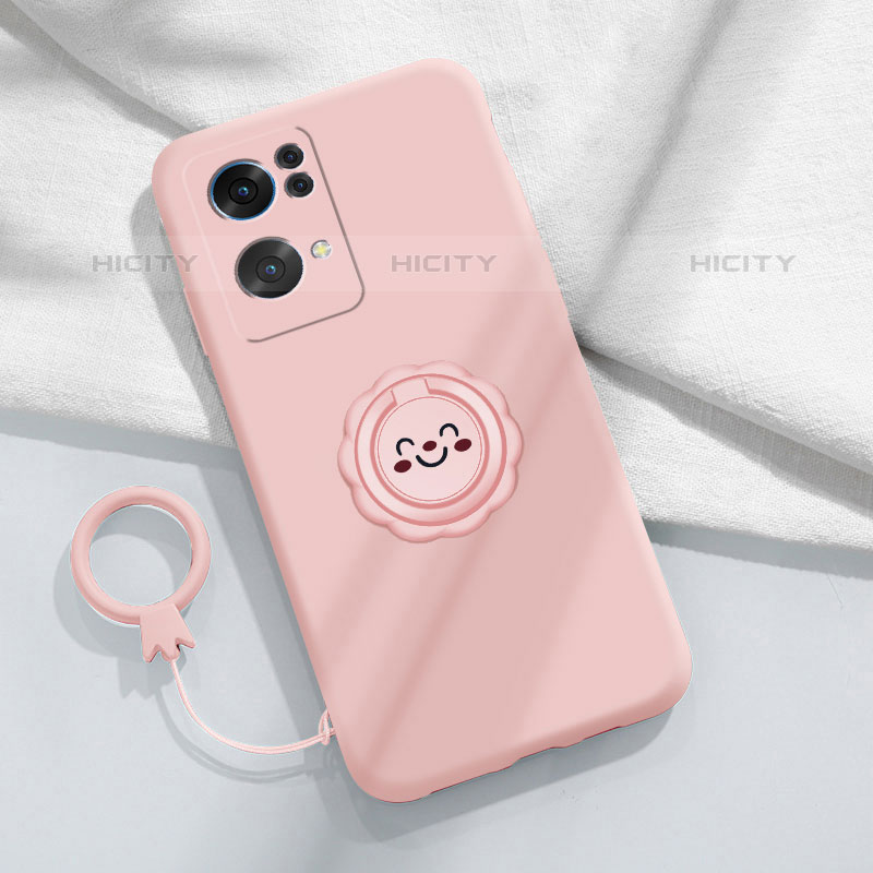 Funda Silicona Carcasa Ultrafina Goma con Magnetico Anillo de dedo Soporte para Oppo Reno7 Pro 5G