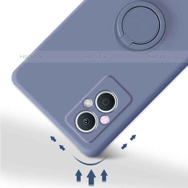 Funda Silicona Carcasa Ultrafina Goma con Magnetico Anillo de dedo Soporte para Oppo Reno7 Z 5G