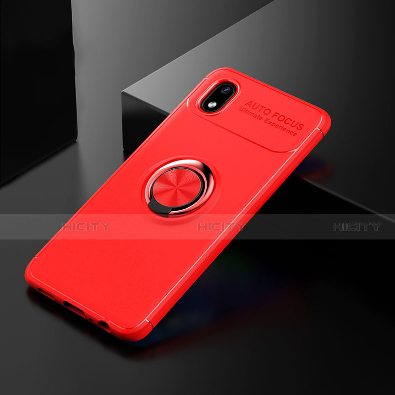 Funda Silicona Carcasa Ultrafina Goma con Magnetico Anillo de dedo Soporte para Samsung Galaxy A01 Core Rojo