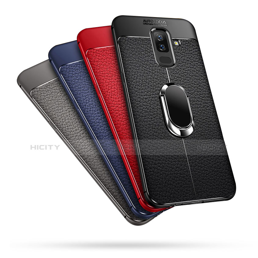 Funda Silicona Carcasa Ultrafina Goma con Magnetico Anillo de dedo Soporte para Samsung Galaxy A6 Plus (2018)