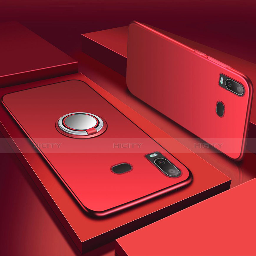 Funda Silicona Carcasa Ultrafina Goma con Magnetico Anillo de dedo Soporte para Samsung Galaxy A6s Rojo