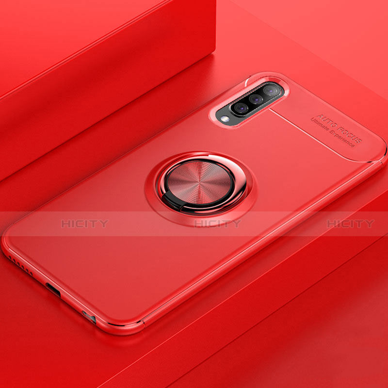 Funda Silicona Carcasa Ultrafina Goma con Magnetico Anillo de dedo Soporte para Samsung Galaxy A70 Rojo