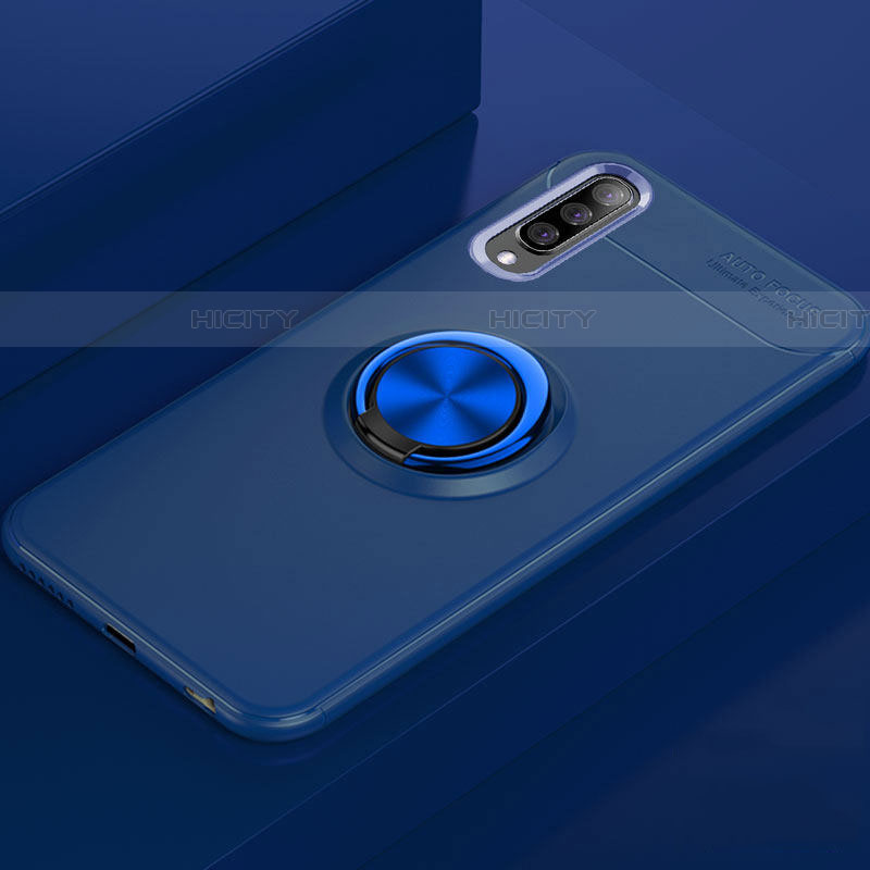 Funda Silicona Carcasa Ultrafina Goma con Magnetico Anillo de dedo Soporte para Samsung Galaxy A70S Azul