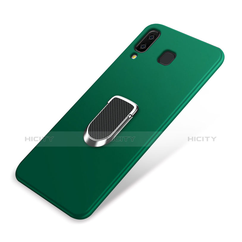 Funda Silicona Carcasa Ultrafina Goma con Magnetico Anillo de dedo Soporte para Samsung Galaxy A8 Star Verde