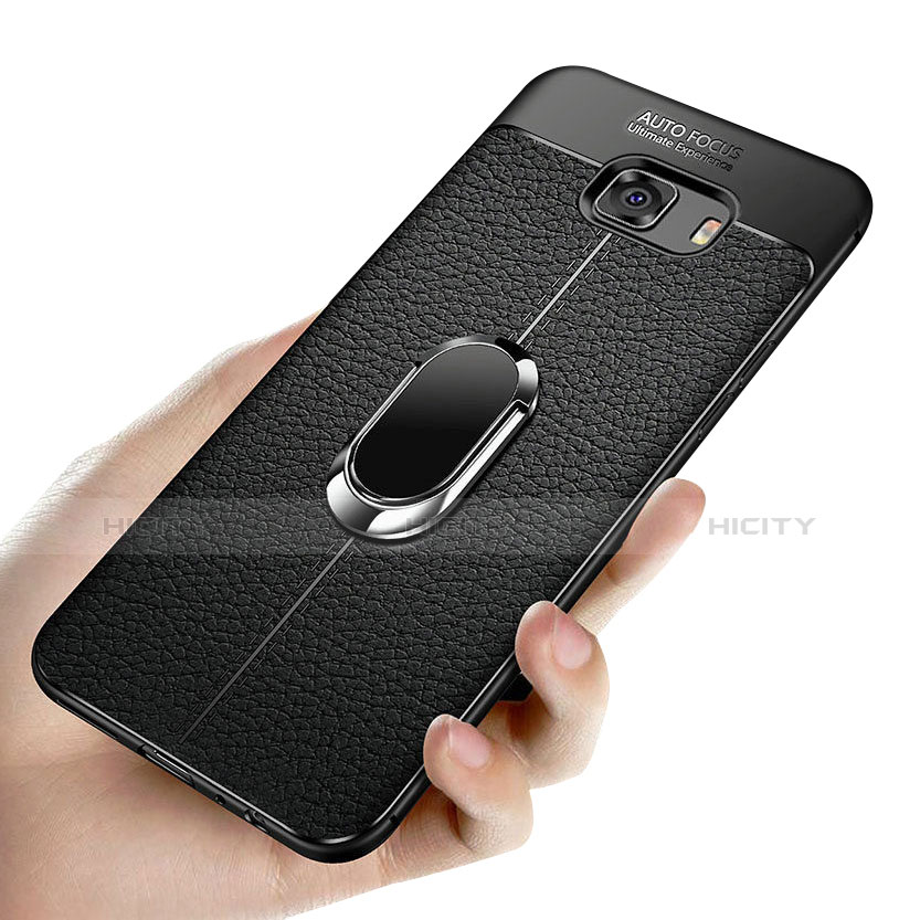 Funda Silicona Carcasa Ultrafina Goma con Magnetico Anillo de dedo Soporte para Samsung Galaxy C9 Pro C9000